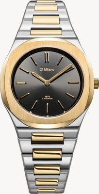 D1 Milano Ultra Thin Tone Mellow (34mm) Black Sunray Dial / Two-Tone Stainless Steel Bracelet UHBL03