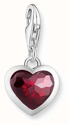 Thomas Sabo Ladies Silver Charm Pendant With Red Stone In Heart-Shape 2094-699-10