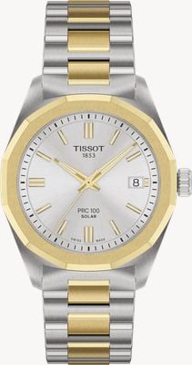 Tissot PRC 100 Solar (34mm) Silver Dial / Two-Tone Stainless Steel Bracelet T1518222203100