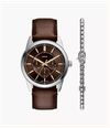 Fossil Multifunction Brown Leather Watch and Bracelet Gift FS6226SET