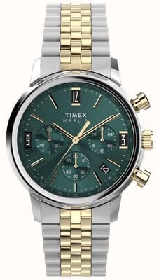 Timex Marlin Quartz Chrono (40mm) Green Dial / Two-Tone Stainless Steel Bracelet TW2W60000