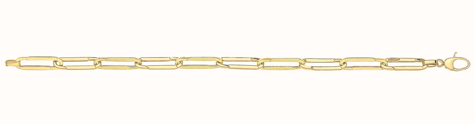 James Moore TH Ladies 9ct Yellow Gold 7.5"" Paperclip Bracelet BR645