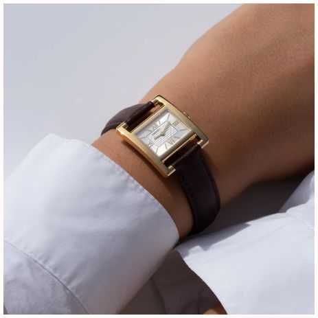 Herbelin Ve Avenue (19 x 23.4mm) Silver Guilloché Dial / Bordeaux Leather Strap 17537P08BU - alternate view 4