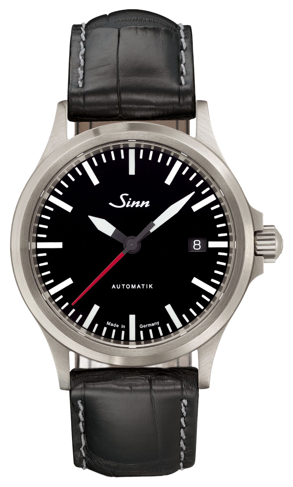 Sinn 556.0106 BLACK ALLIGATOR EMBOSSED WHITE STITCH 556 I RS Watch