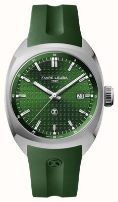 Favre Leuba Chief Date Automatic (40mm) Green Monogram Pattern Dial / Green Rubber Strap 00.20102.102.03.303