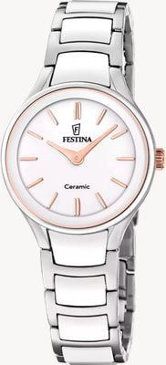 Festina Ceramic Quartz (30.5mm) White Dial / Stainless Steel & White Ceramic Bracelet F20752/1