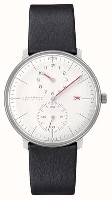 Junghans max bill Regulator Bauhaus (40mm) White Dial / Black Leather Strap 27/4493.02