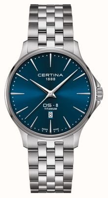 Certina Men's DS-8 (40mm) Blue Dial / Titanium Bracelet C0454104404100
