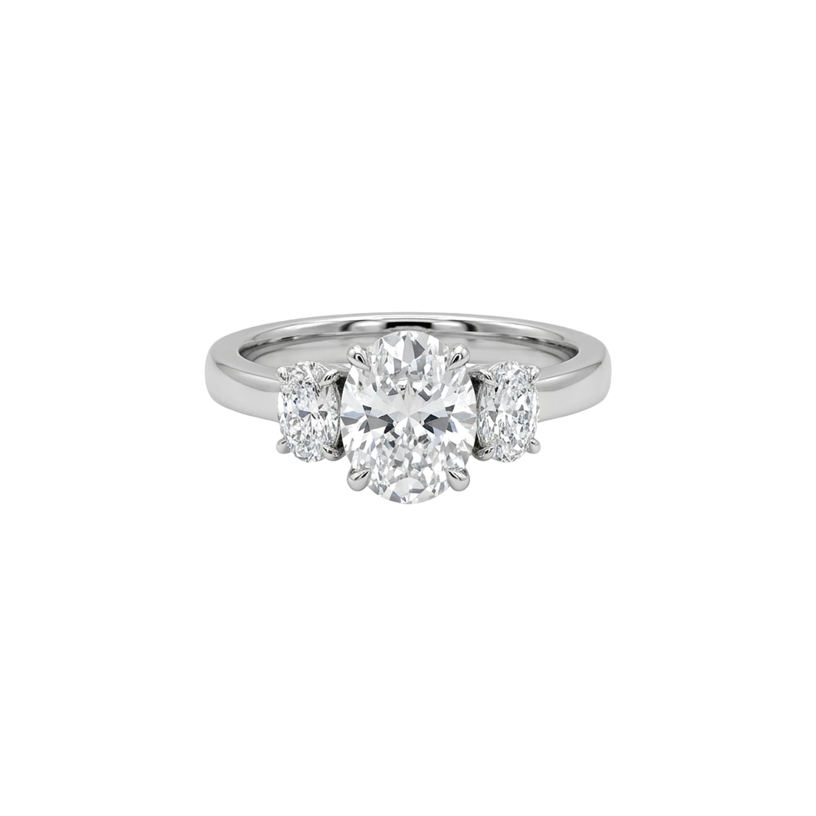GEMEX J14664 Platinum 3 Stone Oval And Pear Ring 0.72ct Jewellery