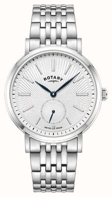 Rotary Dress Small-Seconds Quartz (37mm) White Guilloché Dial / Stainless Steel Bracelet GB05320/29