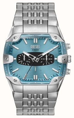 Diesel Spiked Cushion Quartz Chrono (45mm) Light Blue Sunray Dial / Stainless Steel Bracelet DZ4725