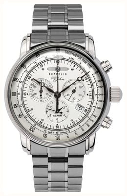 Zeppelin 100 Jahre Quartz Chronograph (42mm) Silver Dial / Stainless Steel Bracelet 7680MB-1