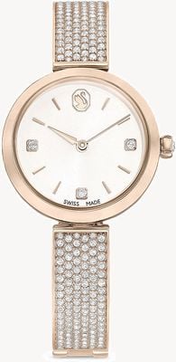 Swarovski Women's Illumina (27mm) Champagne Dial / Crystal-Set Rose Gold-Tone Stainless Steel Bracelet 5671196