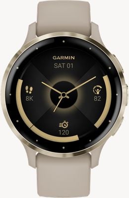 Garmin Venu 3S Soft Gold Stainless Steel Bezel With French Grey Case And Silicone Band 010-02785-02