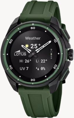 Lotus Connected Full D Hybrid Smartwatch (42.5mm) Digital Display / Green Rubber Strap 20002/7