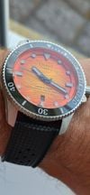 Customer picture of Tissot Seastar 2000 Powermatic 80 (44mm) Orange Wave Dial / Black Rubber Strap Watch T1209071728100