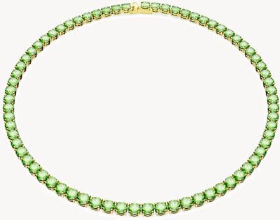 Swarovski Matrix Tennis Necklace Gold-Tone Plated Green Crystals 5661189