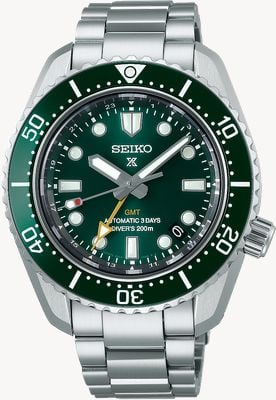 Seiko Prospex ‘Marine Green’ Automatic Traveller GMT Stainless Steel Bracelet SPB381J1