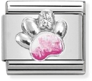 Nomination Composable Classic Silver and Enamel Raised Paw with Cubic Zirconia 330321/13