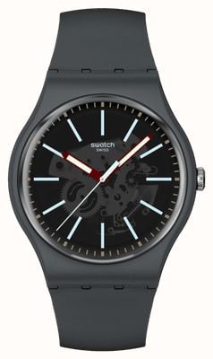 Swatch COBLESTONE STREET (41mm) Transparent Grey Dial / Grey Bio-Sourced Material Strap SO29A101