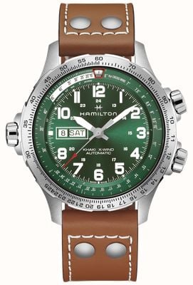 Hamilton Khaki Aviation X-Wind Day/Date Auto (45mm) Green Dial / Brown Leather Strap H77735560