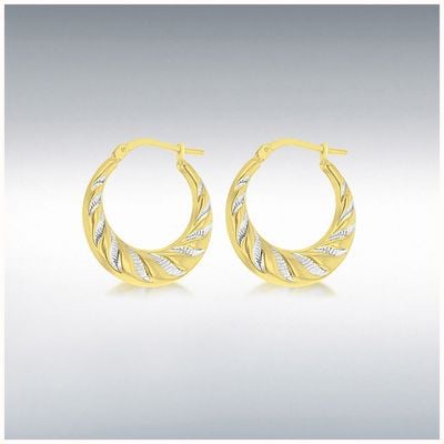 IBB Silver Womens Gold Plated 2 Tone Stripe Hoops 8.51.2089