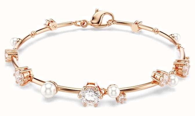 Swarovski Constella Tennis Bracelet, Crystal Pearls, white, 18K Rose Gold Plated 5729505