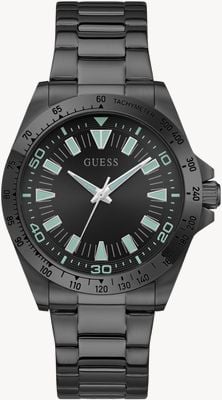 Guess NEO Three-Hand Quartz (42mm) Black Sunray Dial / Black PVD Stainless Steel Bracelet GW1064G3