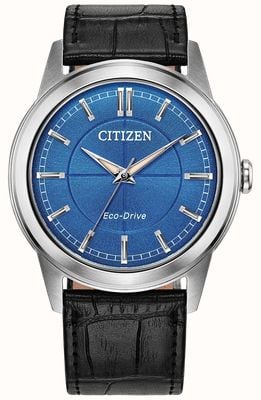 Citizen Eco-Drive Rolan (37mm) Blue Dial / Black Leather Strap Watch FE7130-01L