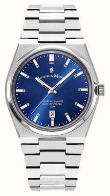 Jacques Du Manoir Horizon Three-Hand Date Quartz (41mm) Blue Dial / Stainless Steel Bracelet JWG03502