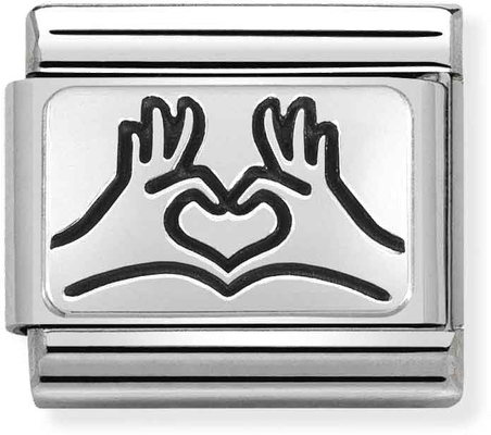 Nomination Classic Heart Oxidised Sterling Silver & Steel Charm 330109/58
