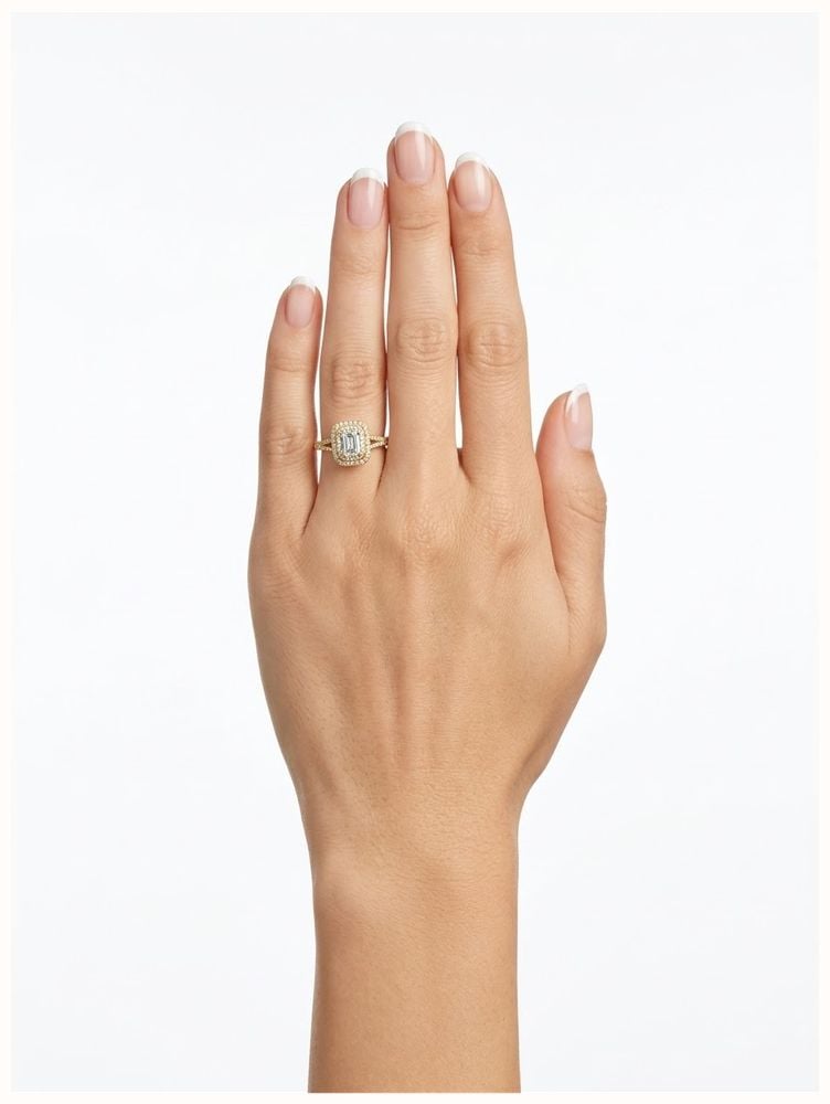 Emerald And Round Brilliant Natural Diamond 18ct Yellow Gold Double Halo Ring J94859 - alternate view 4