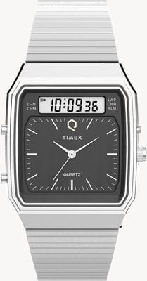 Timex Q Timex 1982 Ana-Digi Reissue (33mm) Black Dial / Stainless Steel Bracelet TW2Y05900