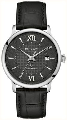 Bulova Men's Hudson (39mm) Black Dial / Black Leather Strap 96B441