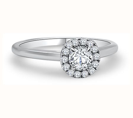 Platinum 0.30ct F SI2 Round Brilliant Halo Ring ENG4241