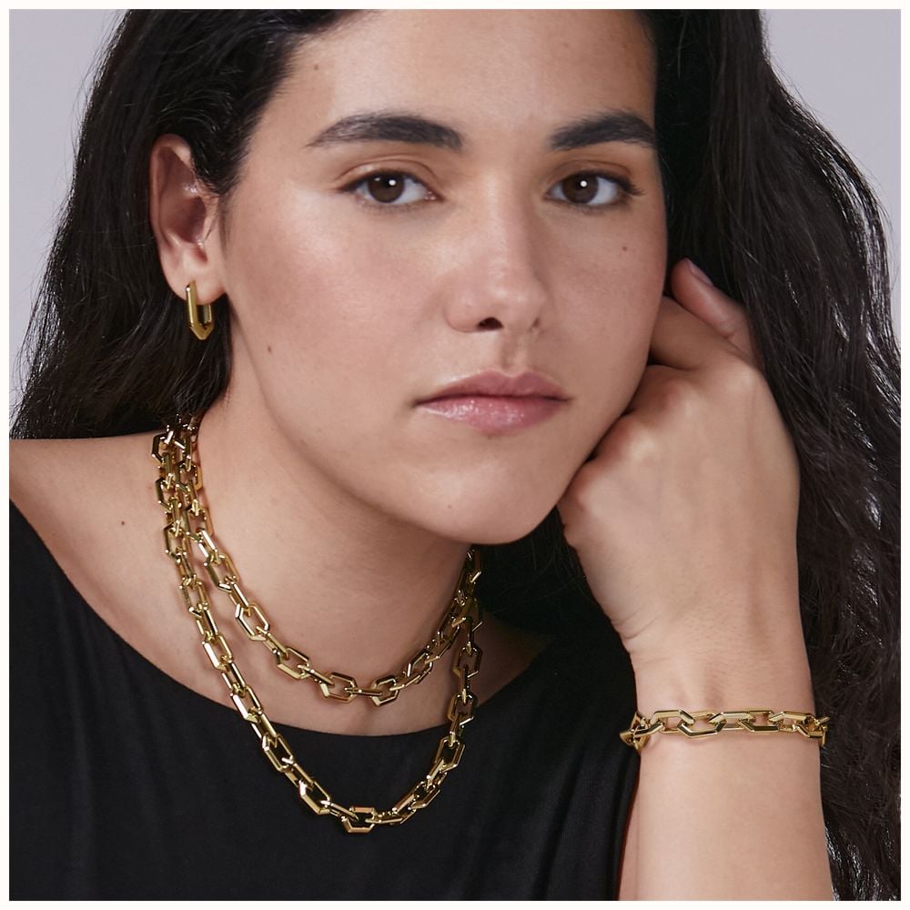 Olivia Burton Honeycomb Geo Gold Plated Hoop Earrings 24100613 - alternate view 4