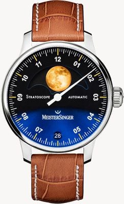 MeisterSinger Stratoscope (43mm) Blue Dial / Tan Brown Leather Strap ST982G - SG03