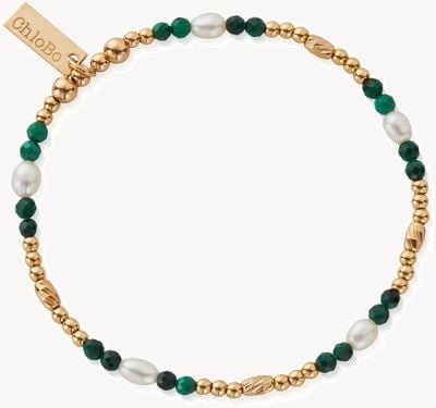 ChloBo Pearl and Malachite INNER WISDOM Bracelet - Gold Plated GBMRPBC