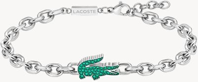 Lacoste Arthor Stainless Steel Chain Bracelet With Green Crocodile 2040610