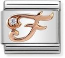 Nomination Classic Letter F 9ct Rose Gold & Steel Charm 430310/06