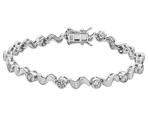 Treasure House G2379 Unisex TH Silver CZ Curb Braclet Jewellery