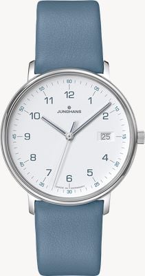 Junghans FORM Damen Quartz (34.1mm) Matt White Dial / Blue Leather Strap 47/4456.00