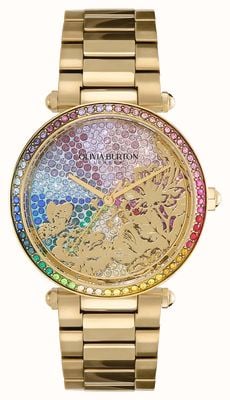 Olivia Burton Kaleido Bloom Rainbow Crystal Dial / Gold-Tone Stainless Steel Bracelet 24000082