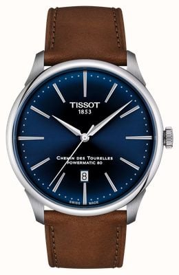 Tissot Chemin Des Tourelles Powermatic 80 (42mm) Blue Dial / Brown Leather Strap T1394071604100
