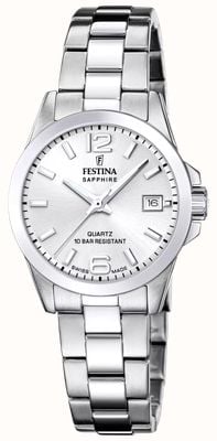 Festina Swiss Made Classic Quartz (29.5mm) Silver Sunray Dial / Stainless Steel Bracelet F20049/1