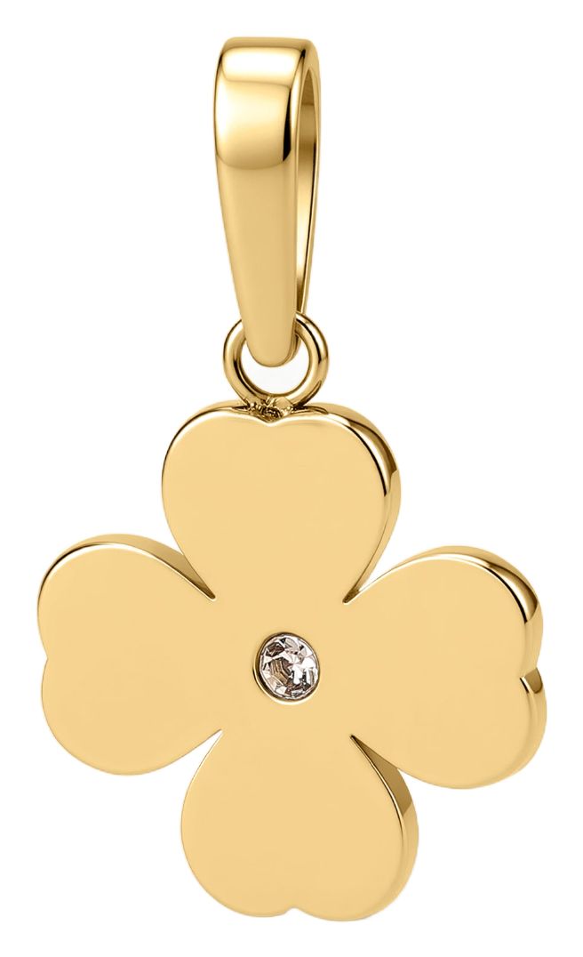 D.LOUISE CH14 Gold Plated Clover Disc with CZ Pendant Jewellery