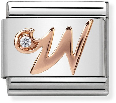 Nomination Classic Letter W 9ct Rose Gold & Steel Charm 430310/23