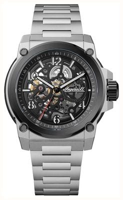 Ingersoll THE ANVIL Skeleton Automatic (46.5mm) Black Dial / Stainless Steel Bracelet I16601