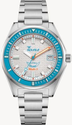 Squale Matic S Automatic (39mm) White Wave-Pattern Dial / Stainless Steel Bracelet Watch MATICLBWT.SSBX