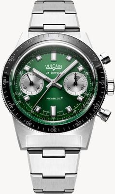 Vulcain Skindiver Chronograph Automatic Limited Edition (39.7mm) Green Dial / Stainless Steel Bracelet Watch 590176BK7.BHM286